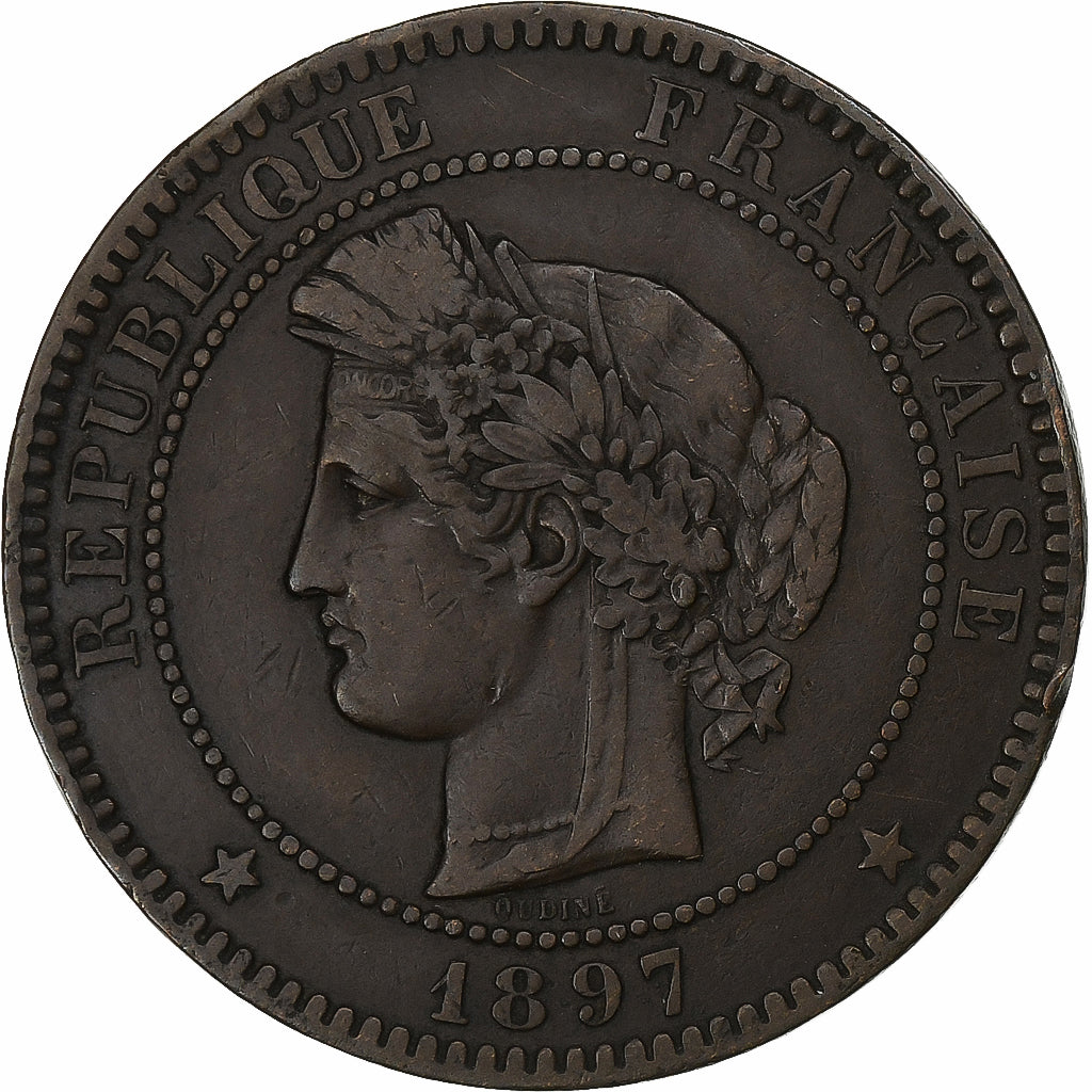 France, 10 Centimes, Cérès, 1897, Paris, Bronze, VF(30-35)
