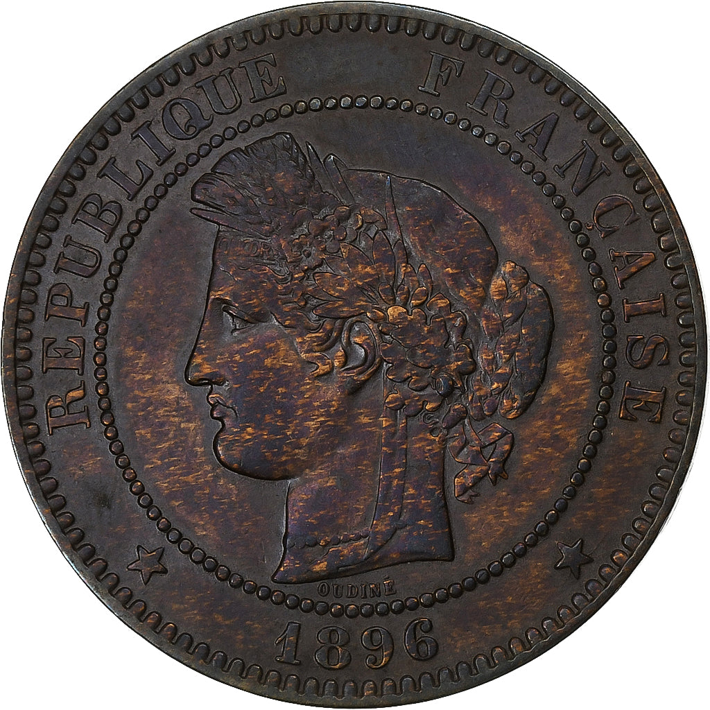 Francja, 10 Centimes, Cérès, 1896, Paris, Brązowy, EF(40-45)