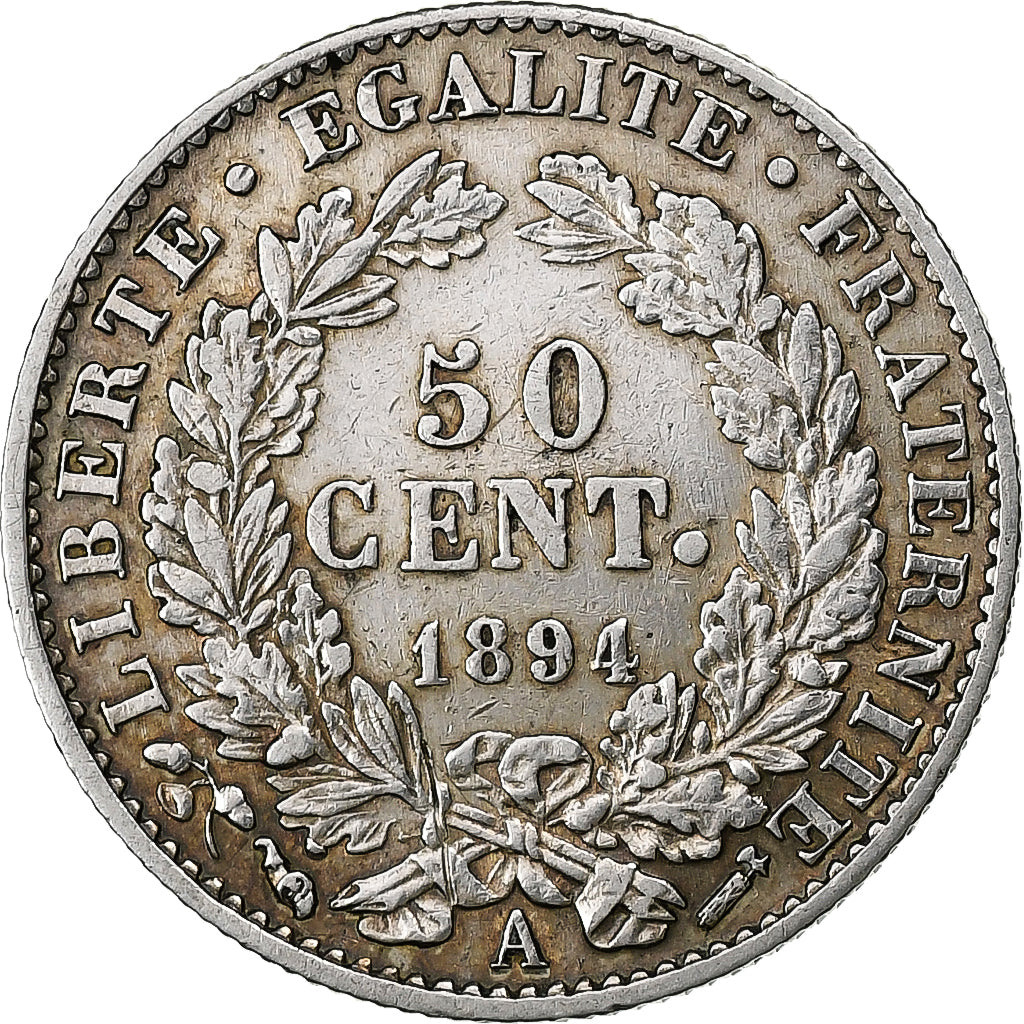 France, 50 Centimes, Cérès, 1894, Paris, Silver, EF(40-45)