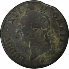 France, Sol, 1791, Paris, Copper, VF(20-25)