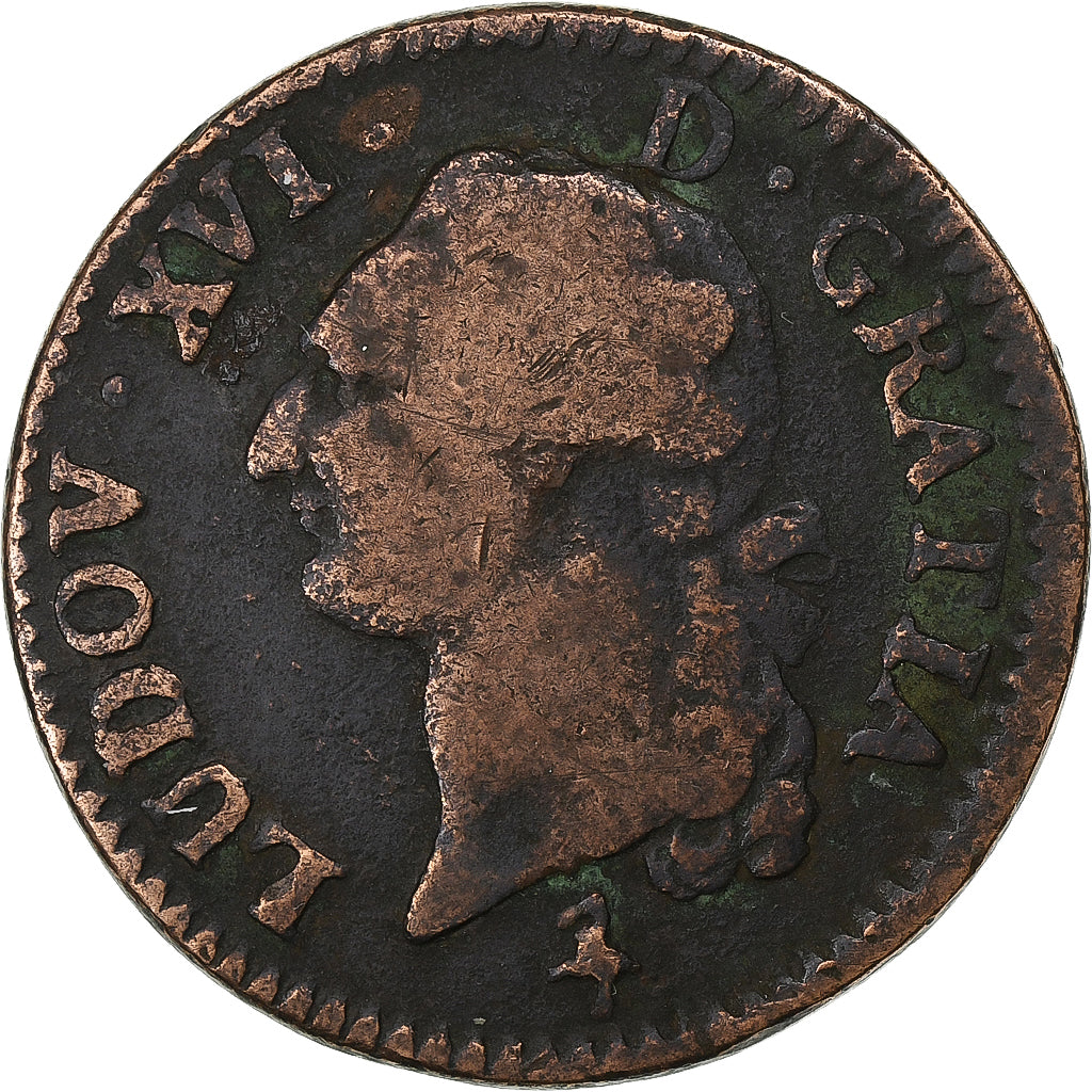 France, Sol, 1791, Paris, Copper, VF(20-25)
