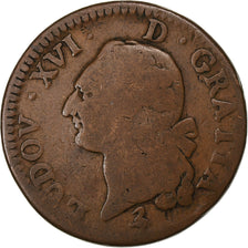 France, Sol, 1791, Paris, Copper, VF(20-25)