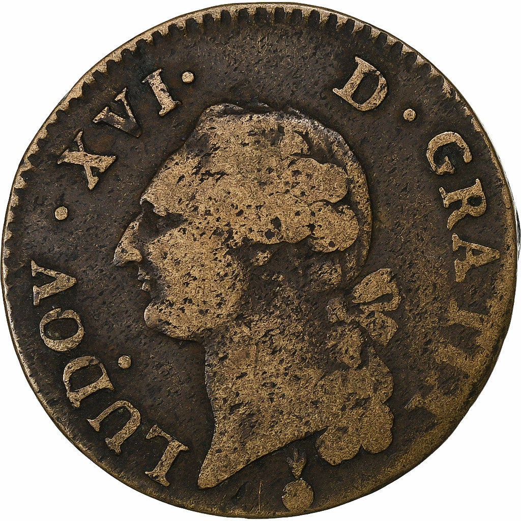 Francia, Sol, 1791, Metz, Métal de cloche, MB