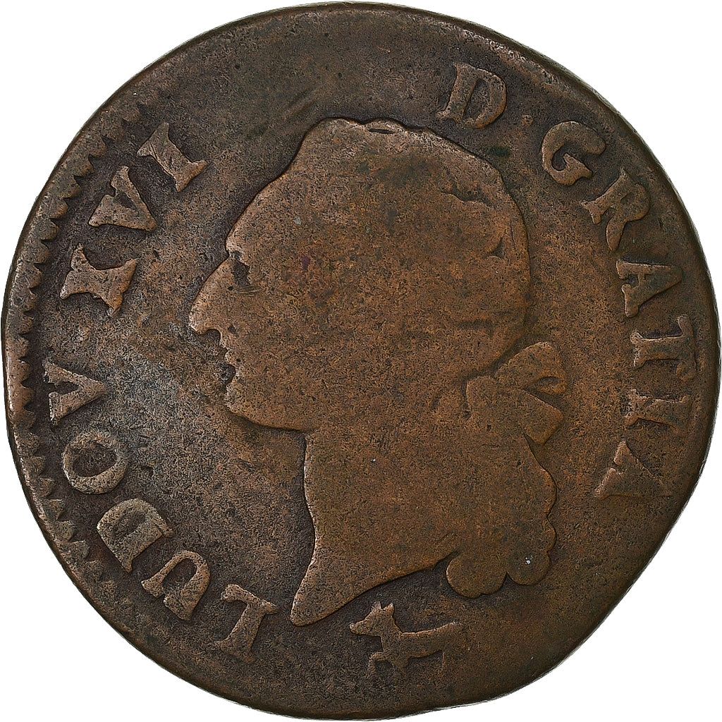 France, Sol, 1782, Orléans, Copper, VF(20-25)