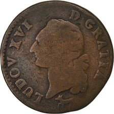 France, Sol, 1782, Orléans, Copper, VF(20-25)