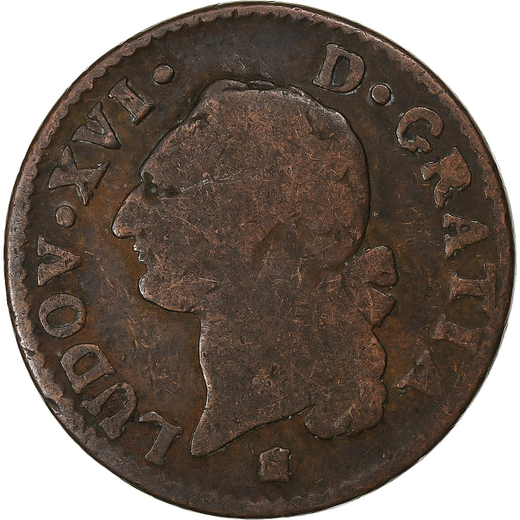 France, Sol, 1788, Bordeaux, Copper, VF(20-25)