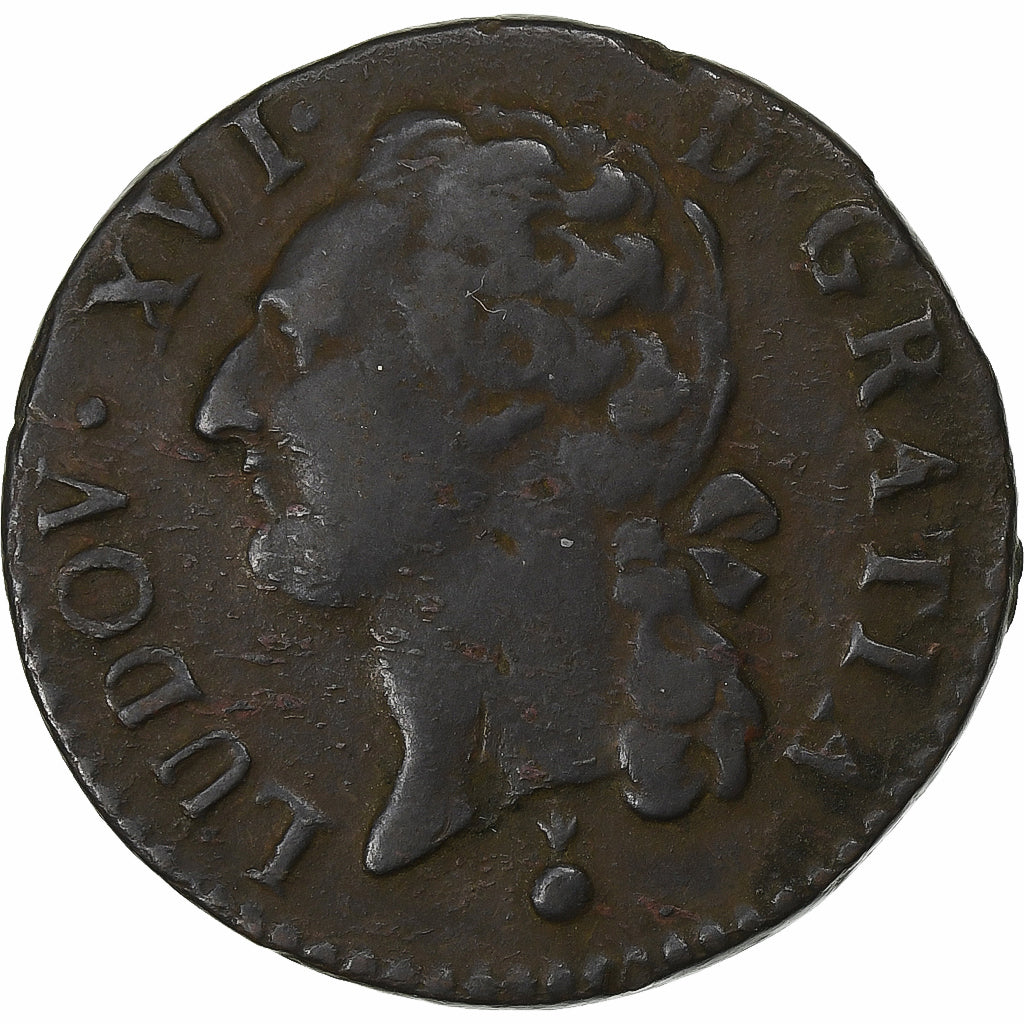 France, 1/2 Sol, 1786, Metz, Copper, VF(20-25)