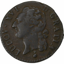 France, 1/2 Sol, 1786, Metz, Copper, VF(20-25)