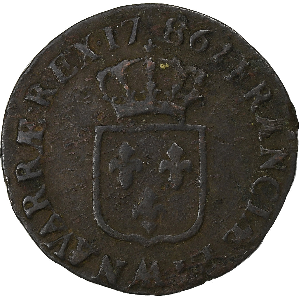 France, 1/2 Sol, 1786, Metz, Copper, VF(20-25)
