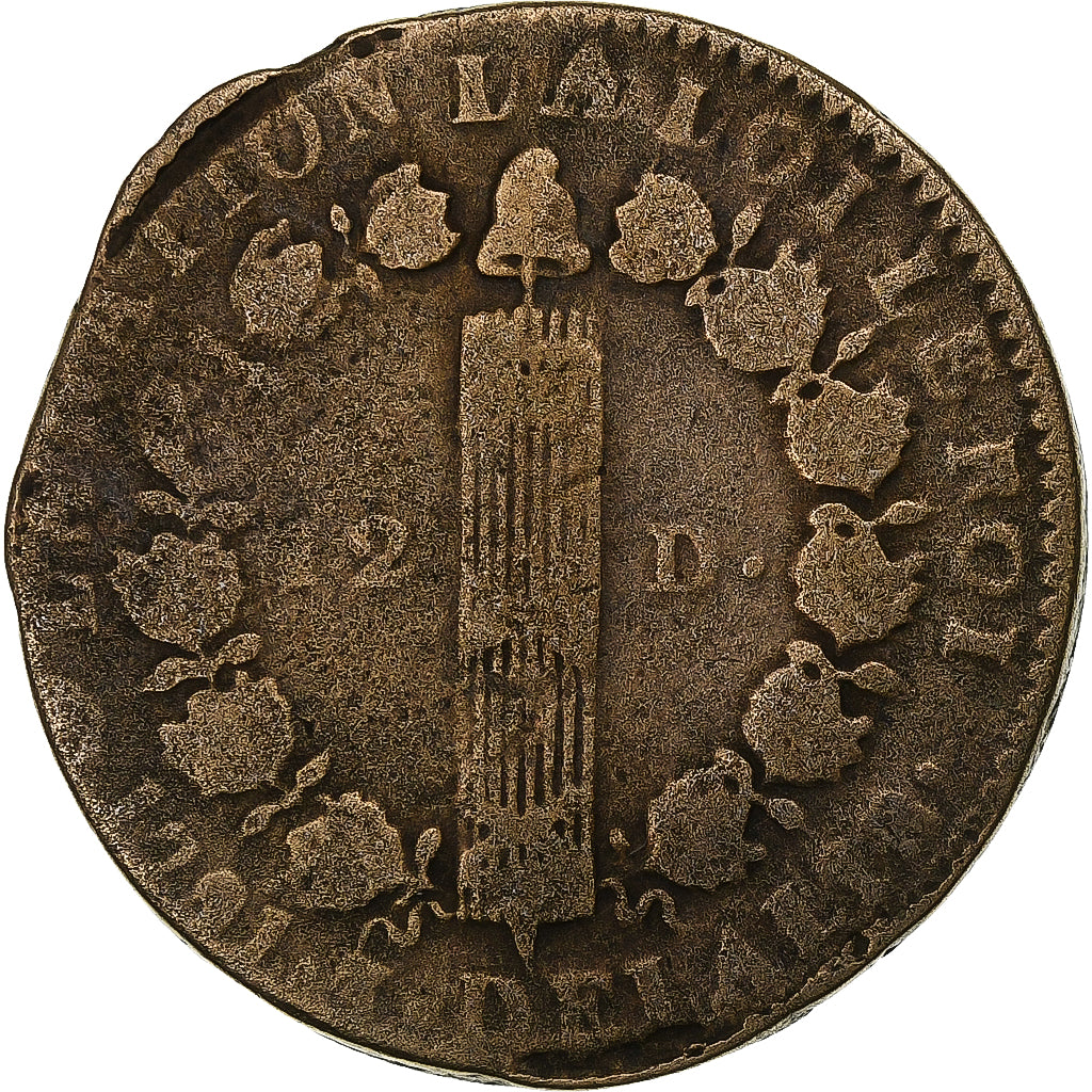 France, 12 deniers François, 1791 / AN 3, Paris, Copper, VF(20-25)