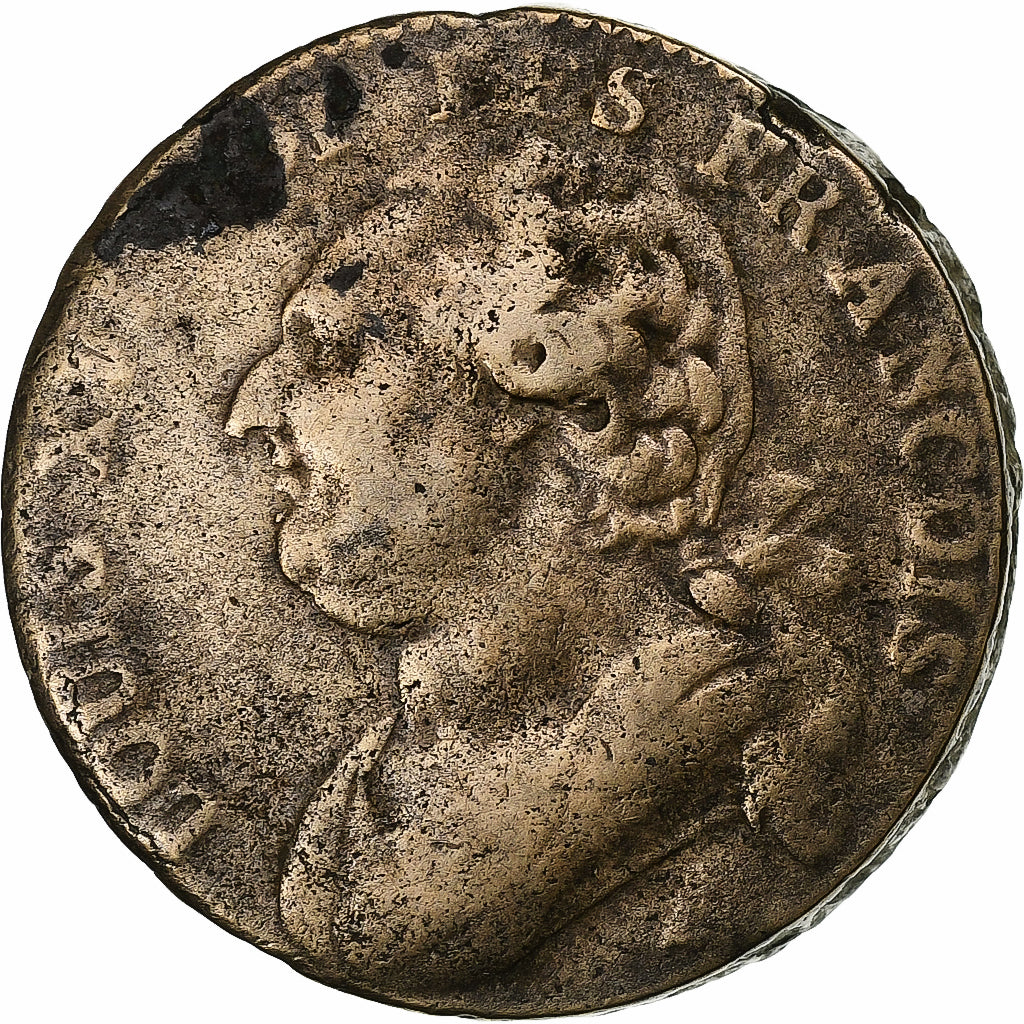 França, 12 deniers françois, 1791 / AN 3, Paris, Métal de cloche, VF(30-35)