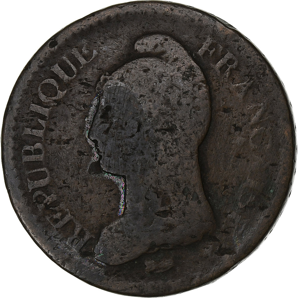 Francja, Decime, Dupré, AN 8, Metz, Miedź, VF(20-25)