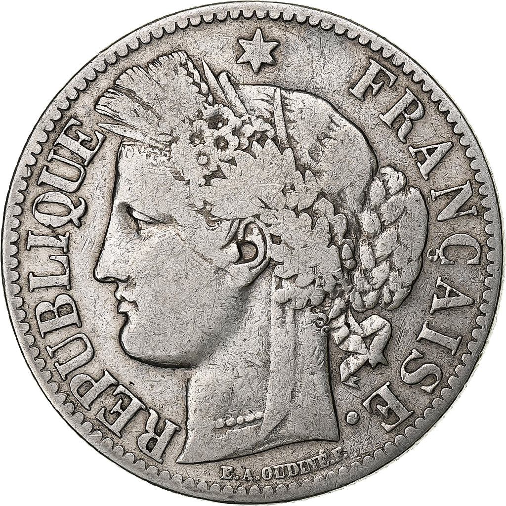 France, 2 Francs, Cérès, 1871, Bordeaux, Silver, VF(20-25)