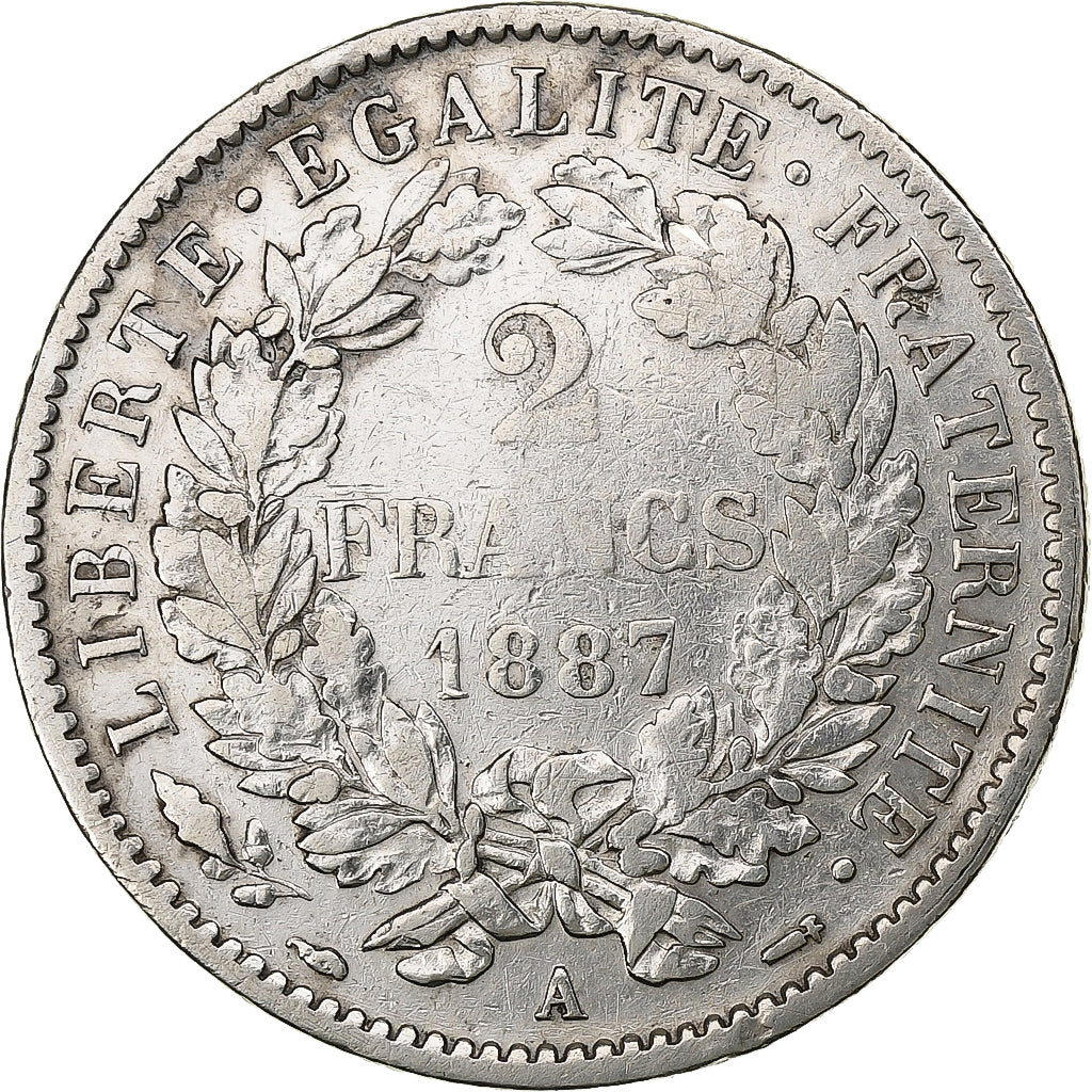 Frankrijk, 2 Francs, Cérès, 1887, Paris, Zilver, ZF