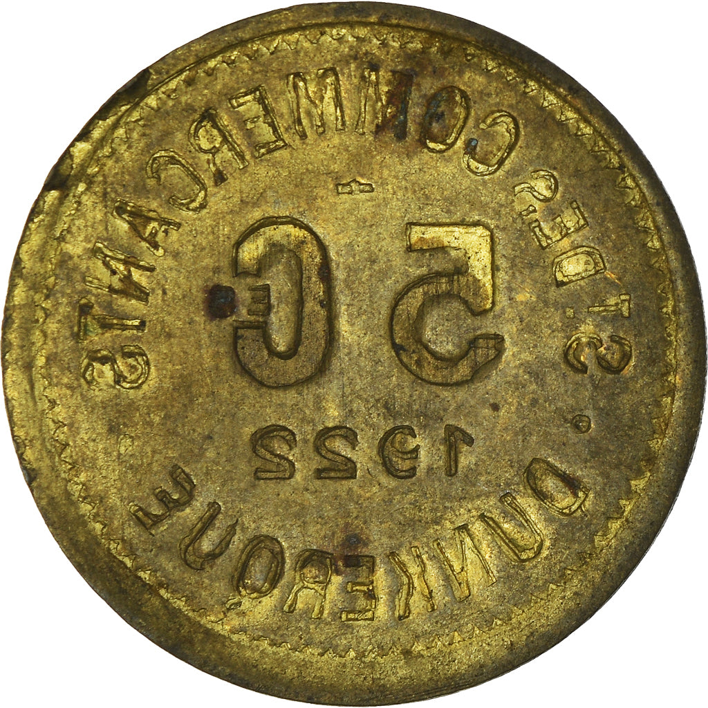 Monnaie, France, 5 Centimes, 1922, Dunkerque, TB+, Laiton, Elie:10.7