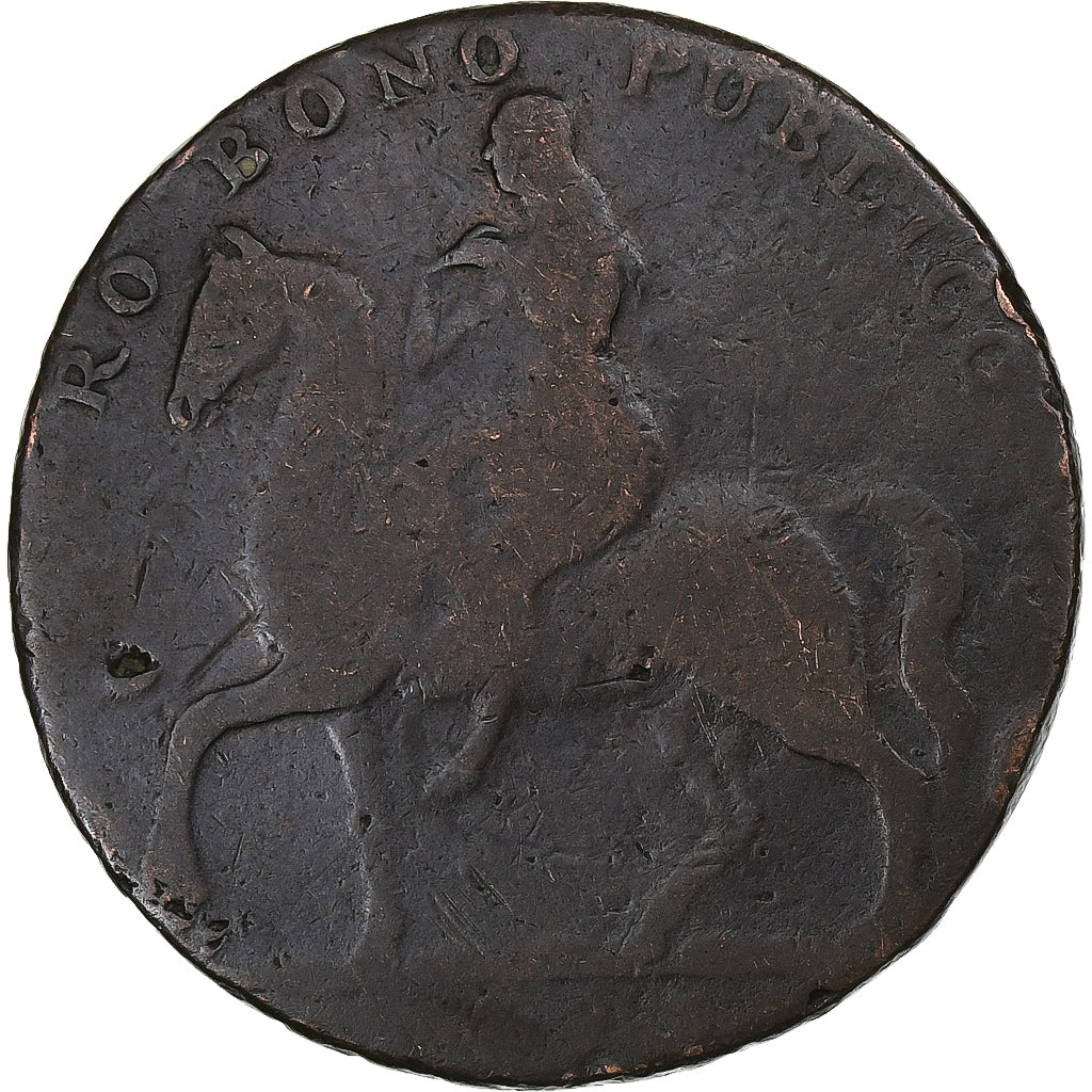 United Kingdom, 1/2 Penny, Warwickshire, 1792-1795, Kupfer, SGE+