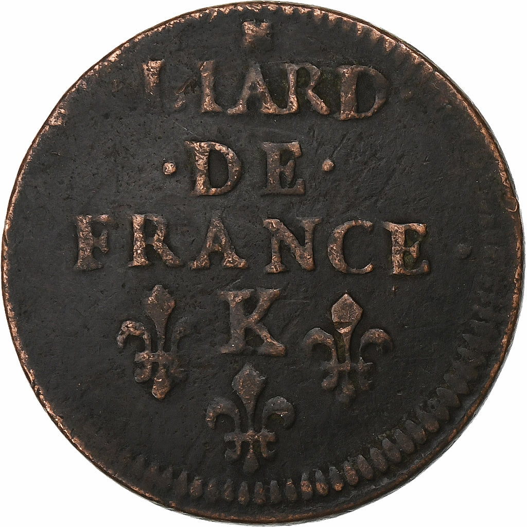 França, Louis XIV, Liard de France, 1656, Bordeaux, Cobre, VF(20-25)
