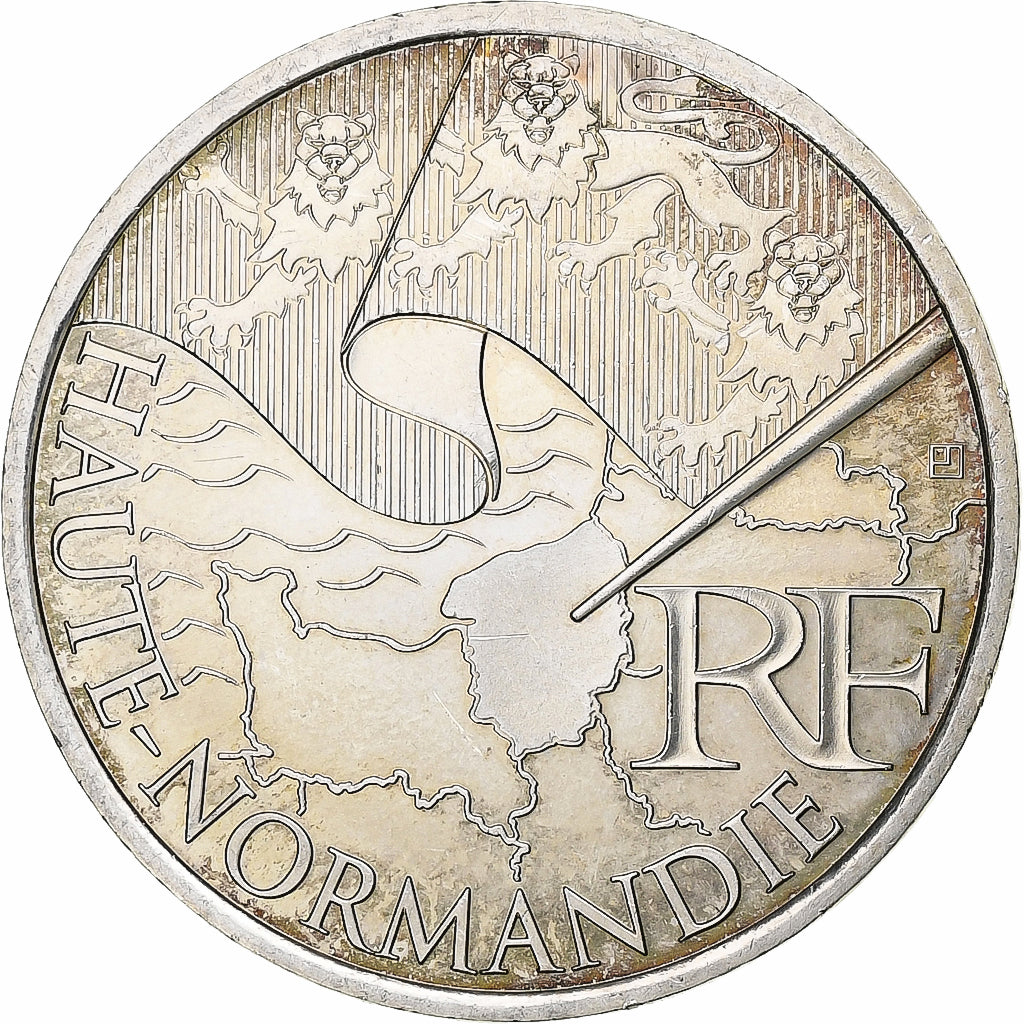 Francja, 10 Euro, Haute-Normandie, 2010, Pessac, Srebro, MS(63)