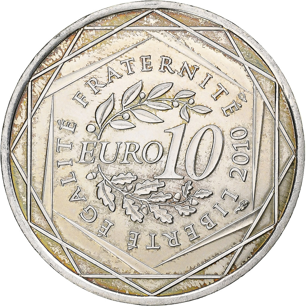 Francja, 10 Euro, Haute-Normandie, 2010, Pessac, Srebro, MS(63)