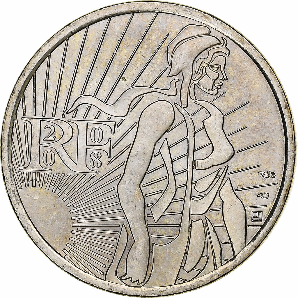 Francja, 5 Euro, Semeuse, 2008, Pessac, Srebro, MS(64)