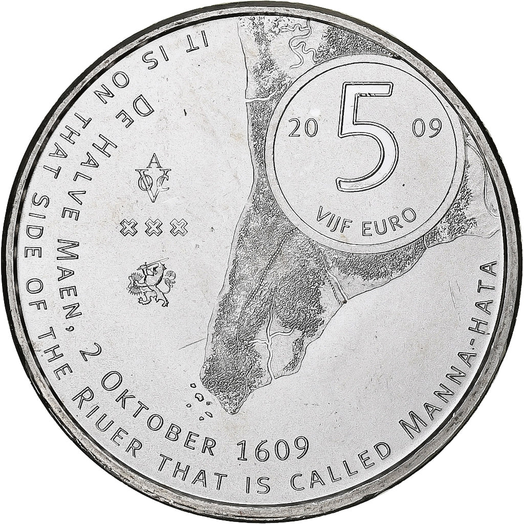 Netherlands, 5 Euros, Manhattan, 2009, Utrecht, Silver Plated Copper, MS(63)