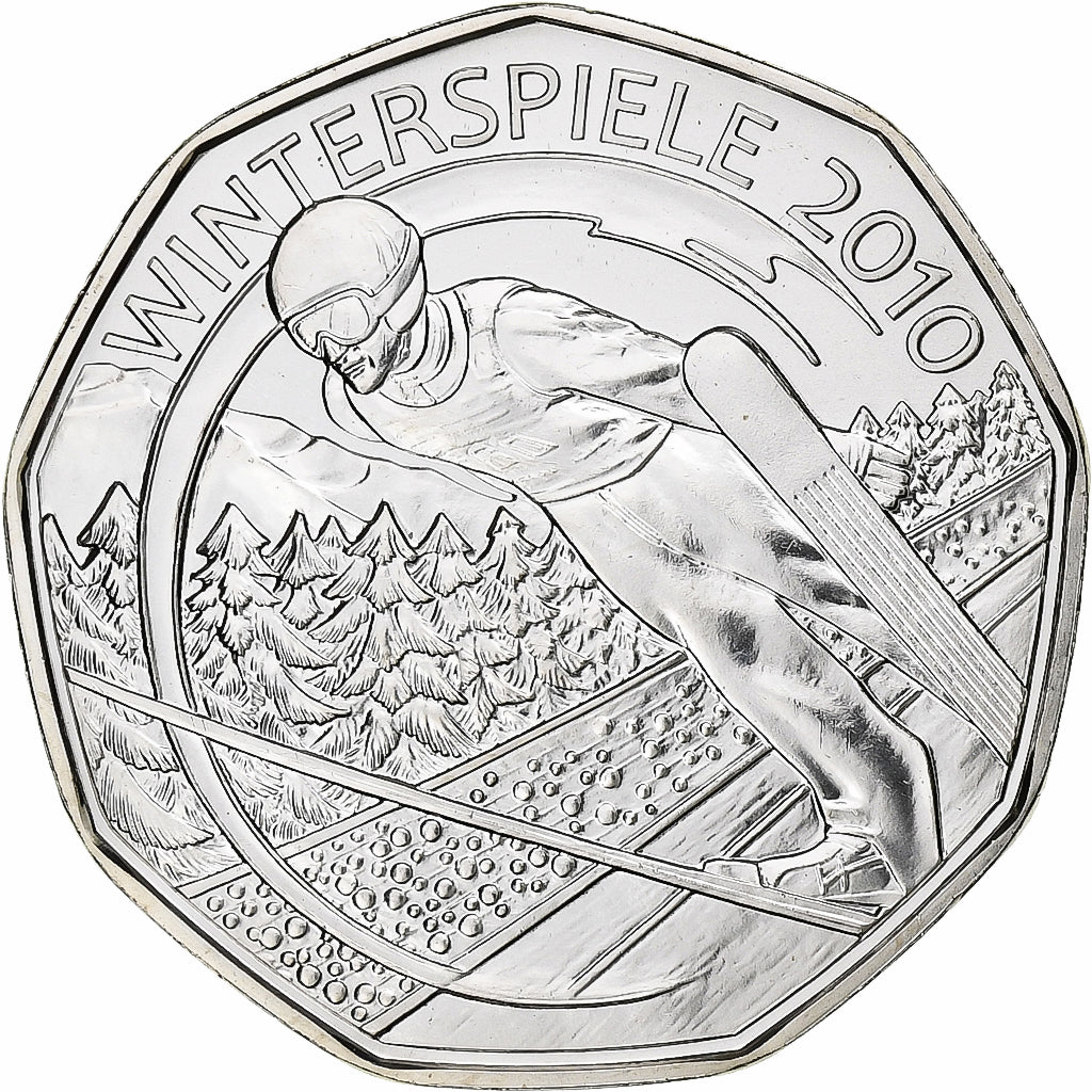 Oostenrijk, 5 Euros, Winterspiele, 2010, Vienna, Zilver, FDC