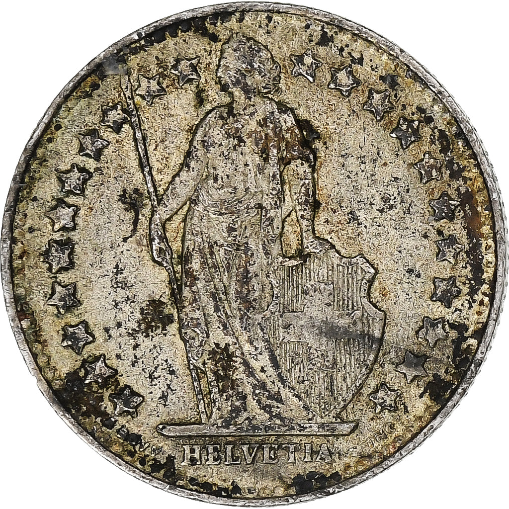 Switzerland, 1/2 Franc, 1943, Bern, Silver, VF(20-25)