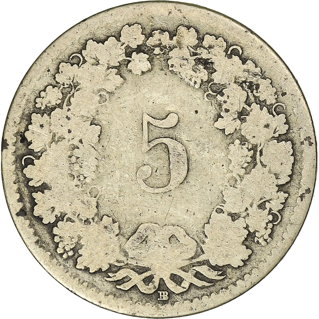 Zwitserland, 5 Rappen, 1850, Bern, Zilver, FR