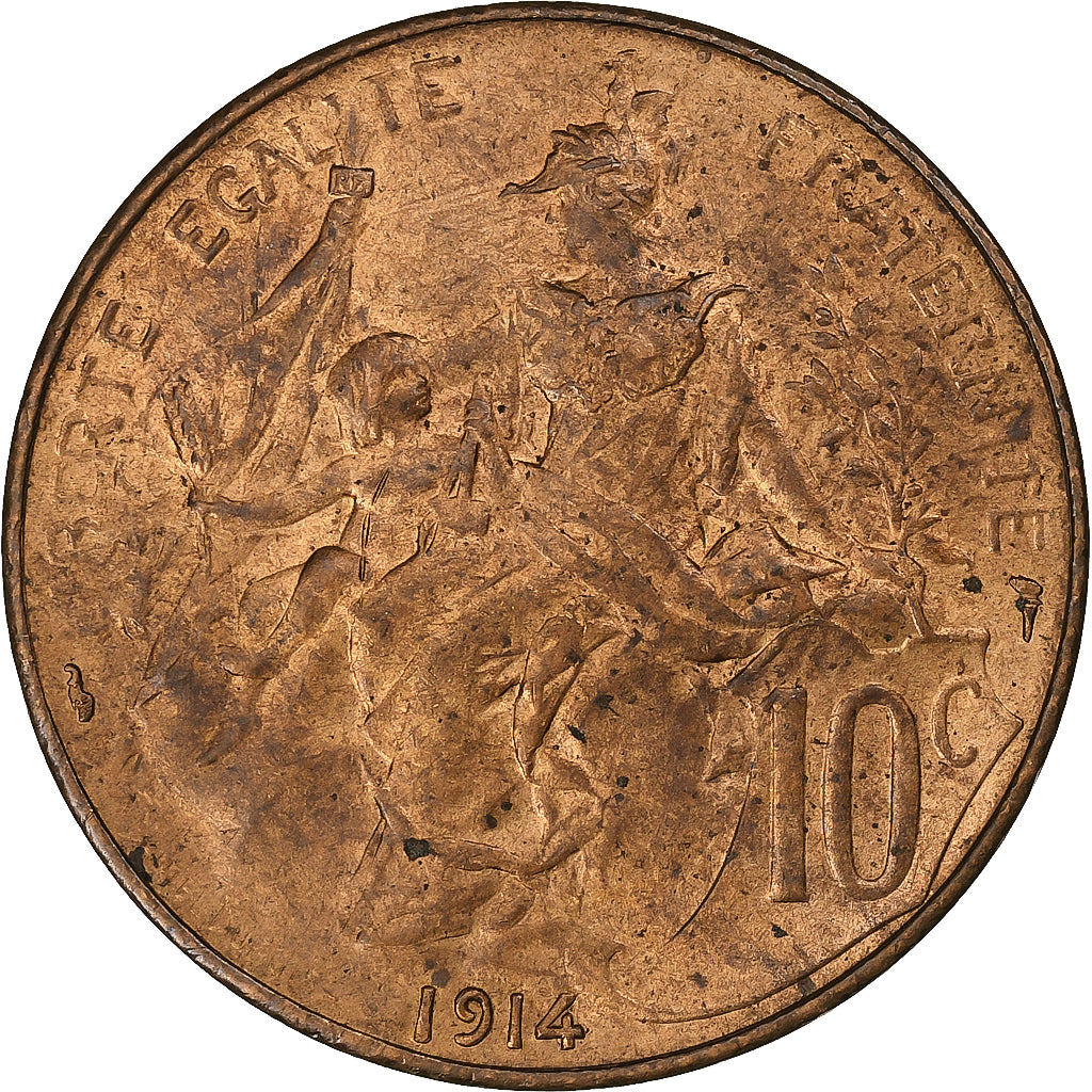 France, 10 Centimes, Dupuis, 1914, Paris, Bronze, MS(60-62)