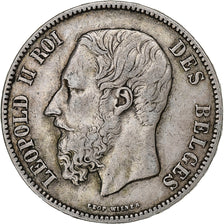 Belgium, Leopold II, 5 Francs, 1870, Brussels, Silver, EF(40-45)