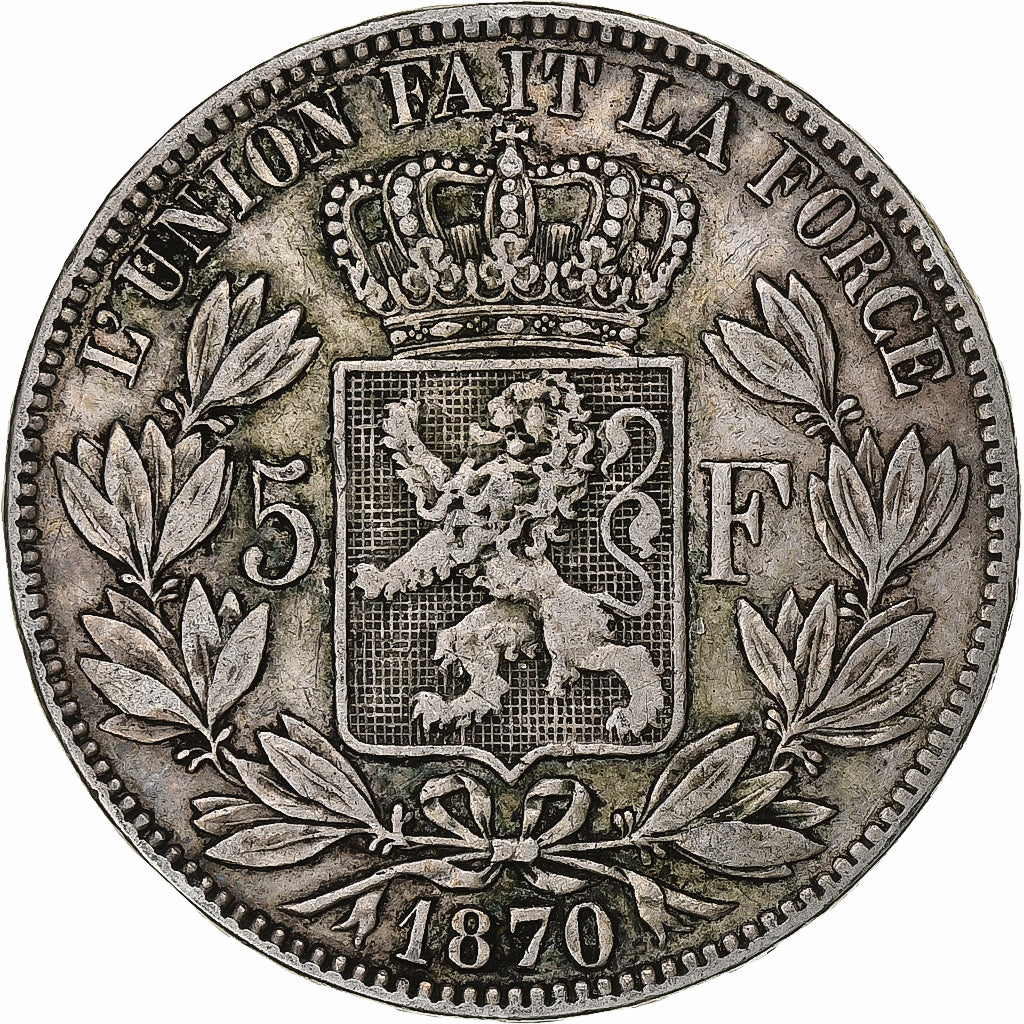 Belgium, Leopold II, 5 Francs, 1870, Brussels, Silver, EF(40-45)