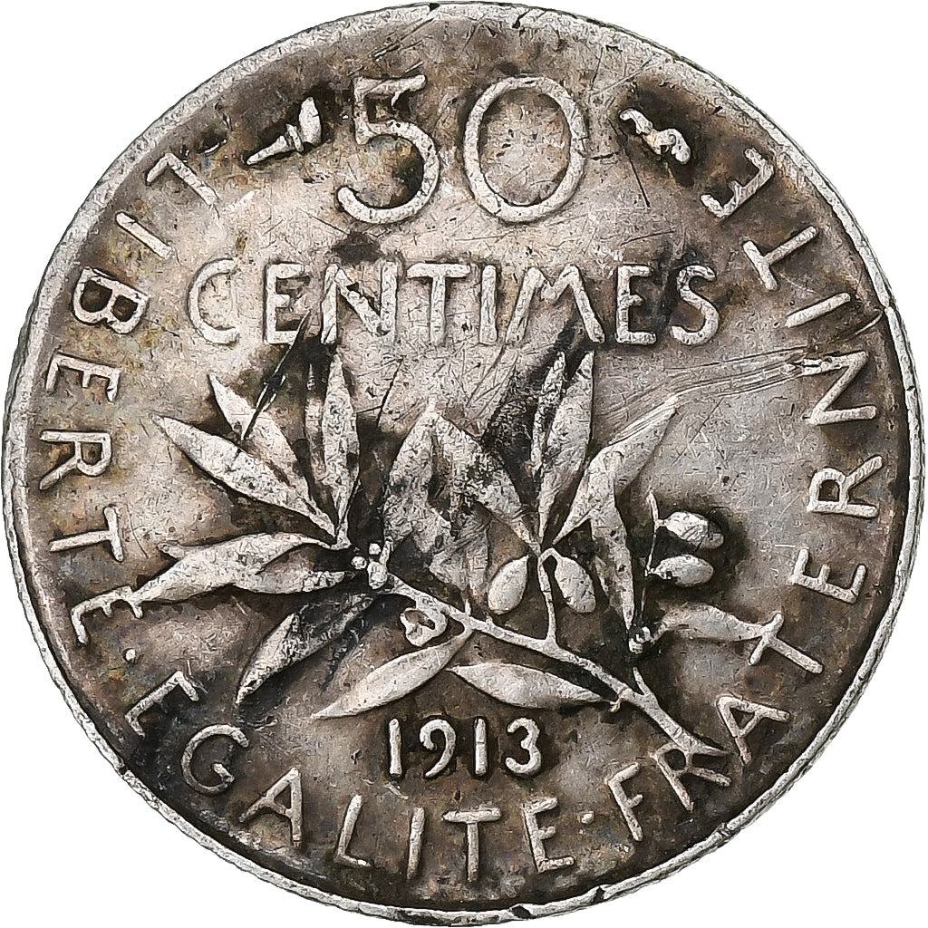 Frankreich, 50 Centimes, Semeuse, 1913, Paris, Silber, S