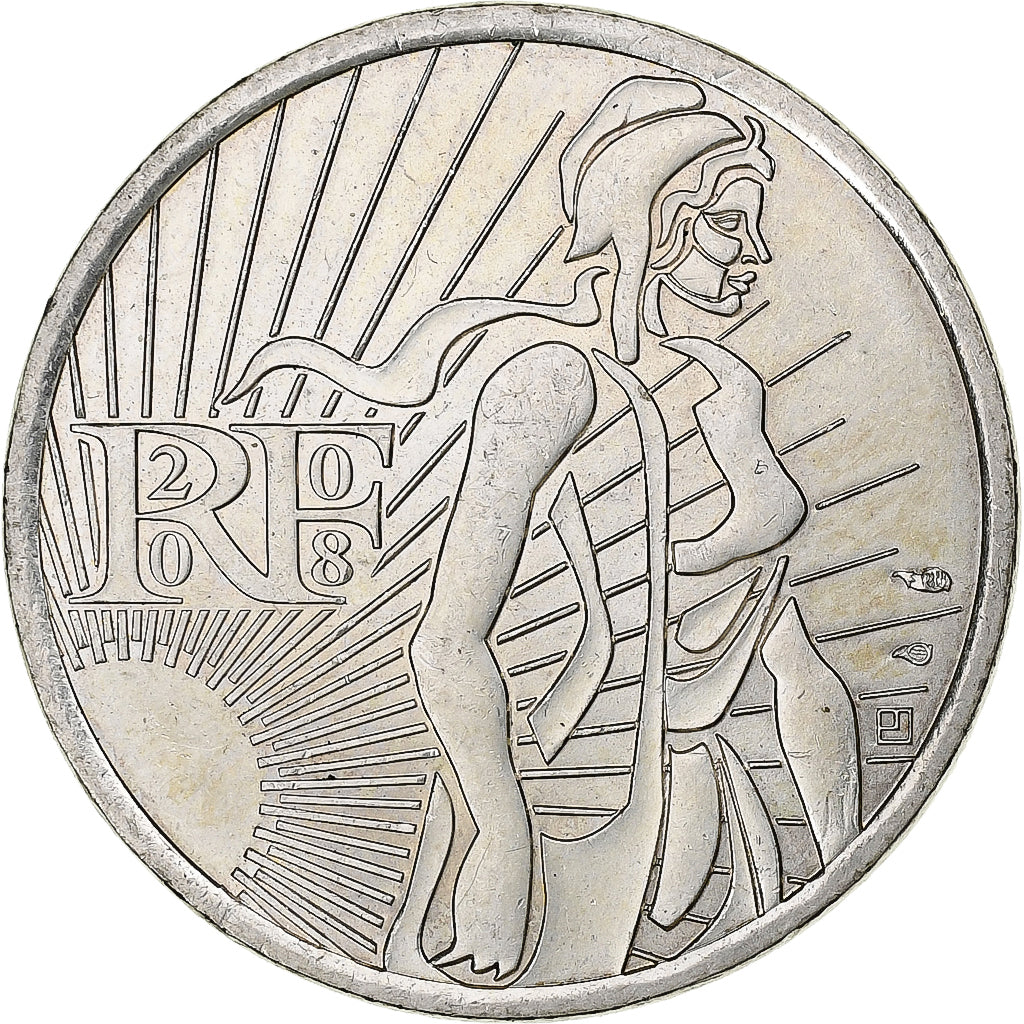 Francja, 5 Euros, Semeuse, 2008, Pessac, Srebro, MS(63)