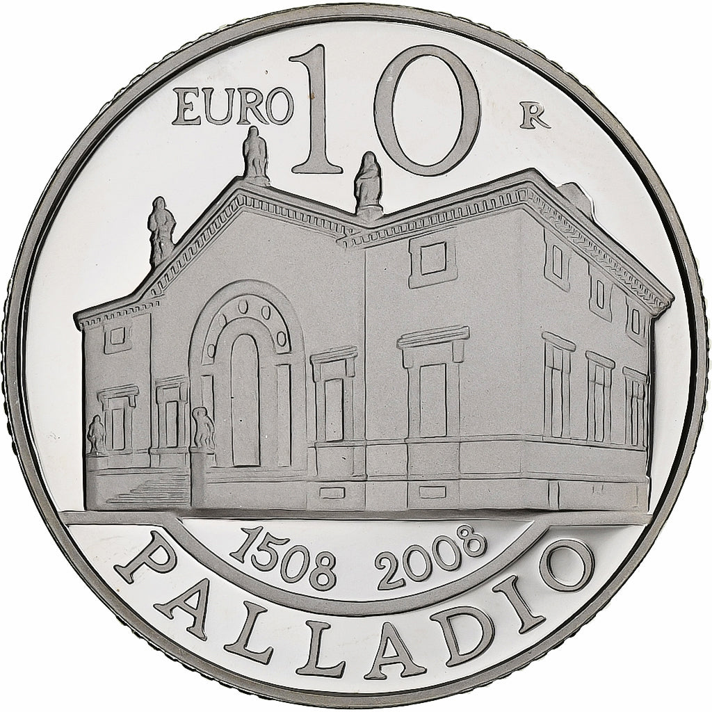 San Marino, 10 Euro, Andrea Palladio, Prueba, 2008, Rome, Plata, FDC