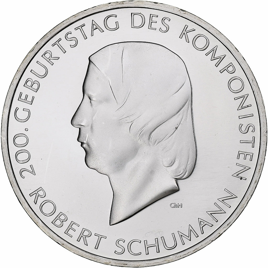 Allemagne, 10 Euro, Robert Schumann, BE, 2010, Hamburg, Argent, SPL