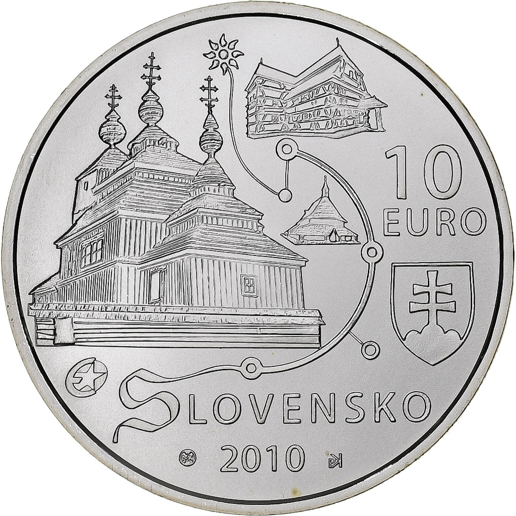 Slovacchia, 10 Euro, Wooden Churches, 2010, Kremnica, Argento, FDC