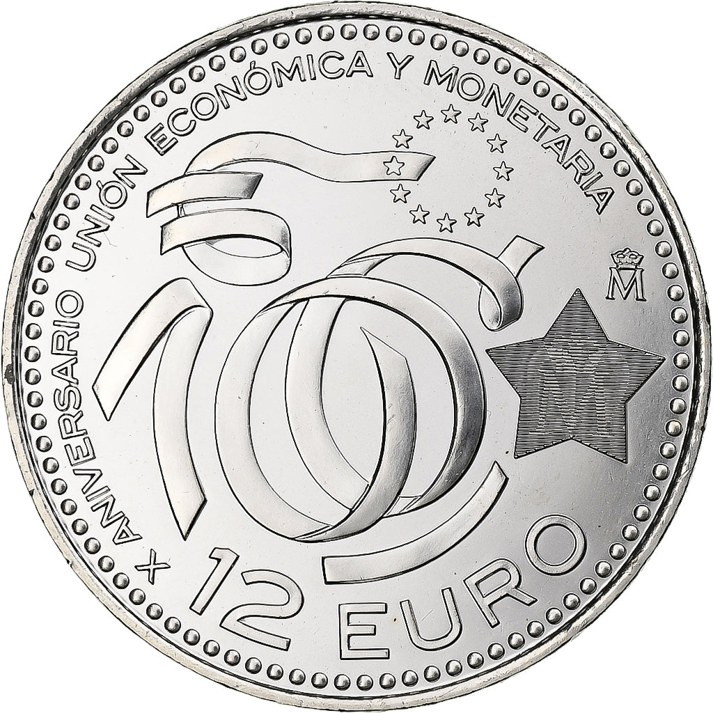 España, 12 Euro, Union économique et monétaire, 2009, Madrid, Plata, SC+