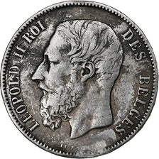 Bélgica, 5 Francs, 1873, Brussels, Plata, BC+