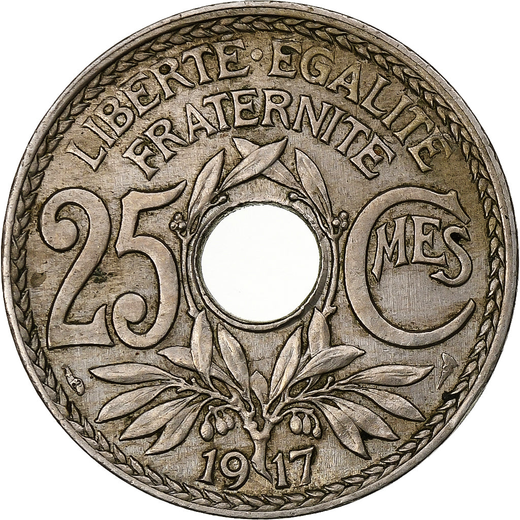 Francja, 25 Centimes, Lindauer, 1917, Paris, Cupronickel, AU(50-53)