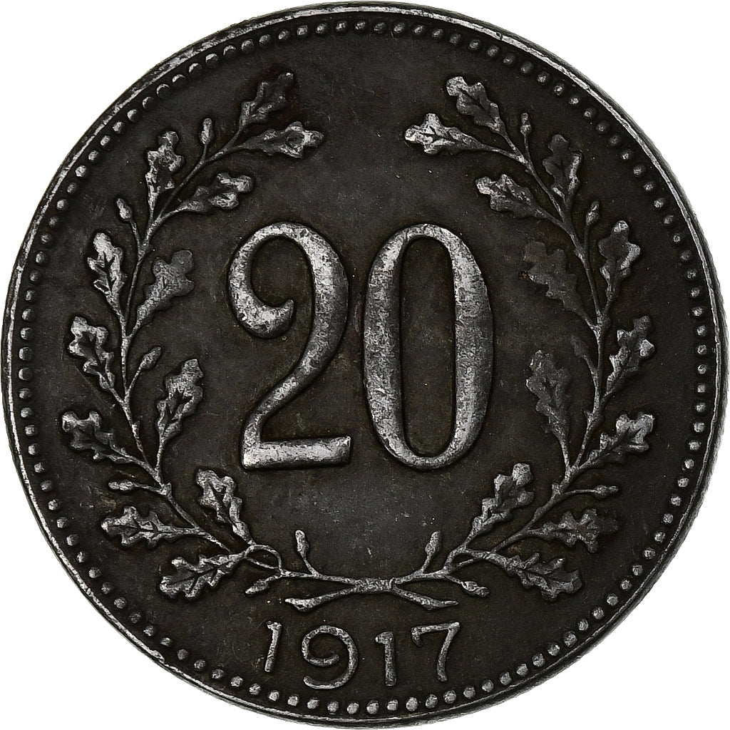 Austria, Karl I, 20 Heller, 1917, Vienna, Iron, VF(20-25)