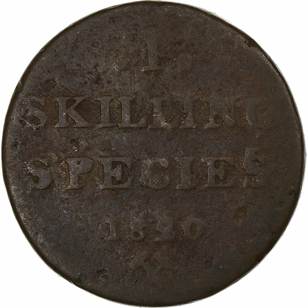 Noruega, Carl XIV, 1 Skilling, 1820, Kongsberg, Cobre, F(12-15)