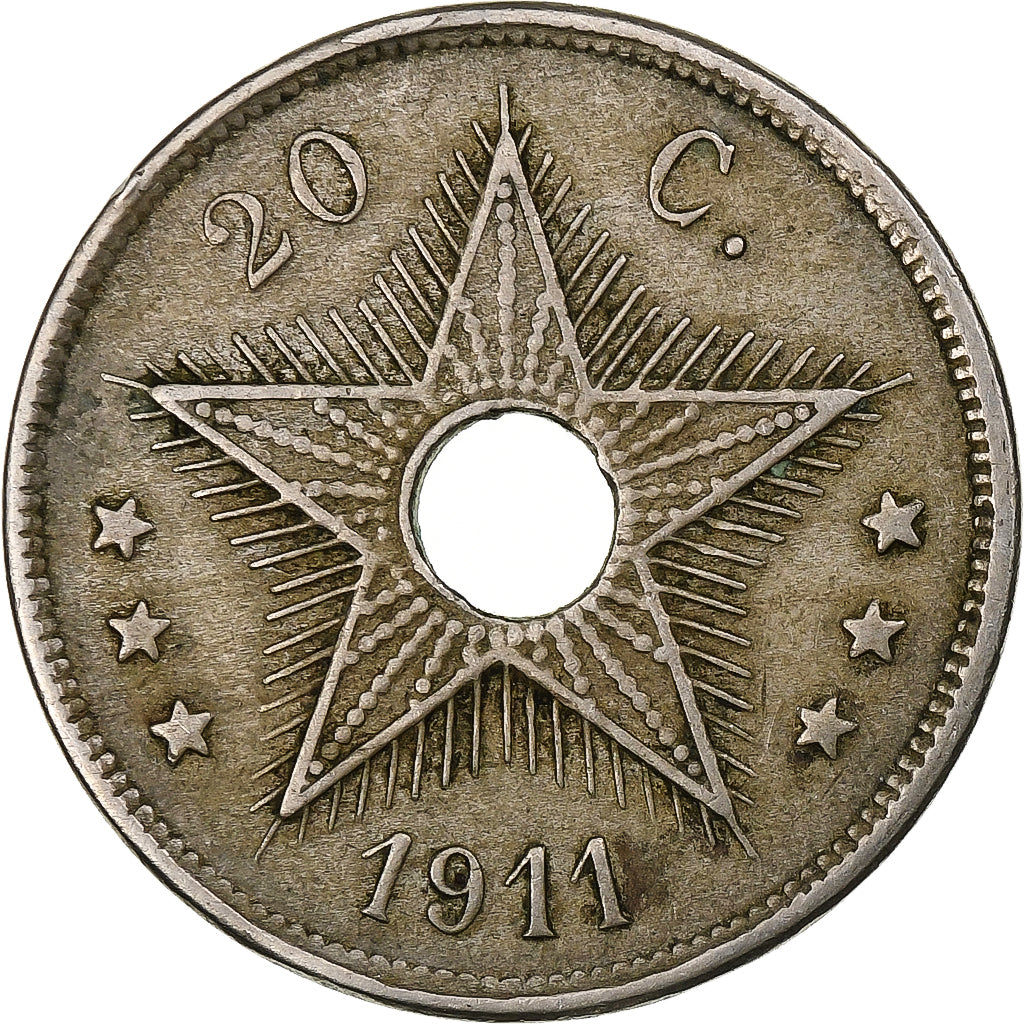 Belgisch-Kongo, Albert I, 20 Centimes, 1911, Kupfer-Nickel, SS