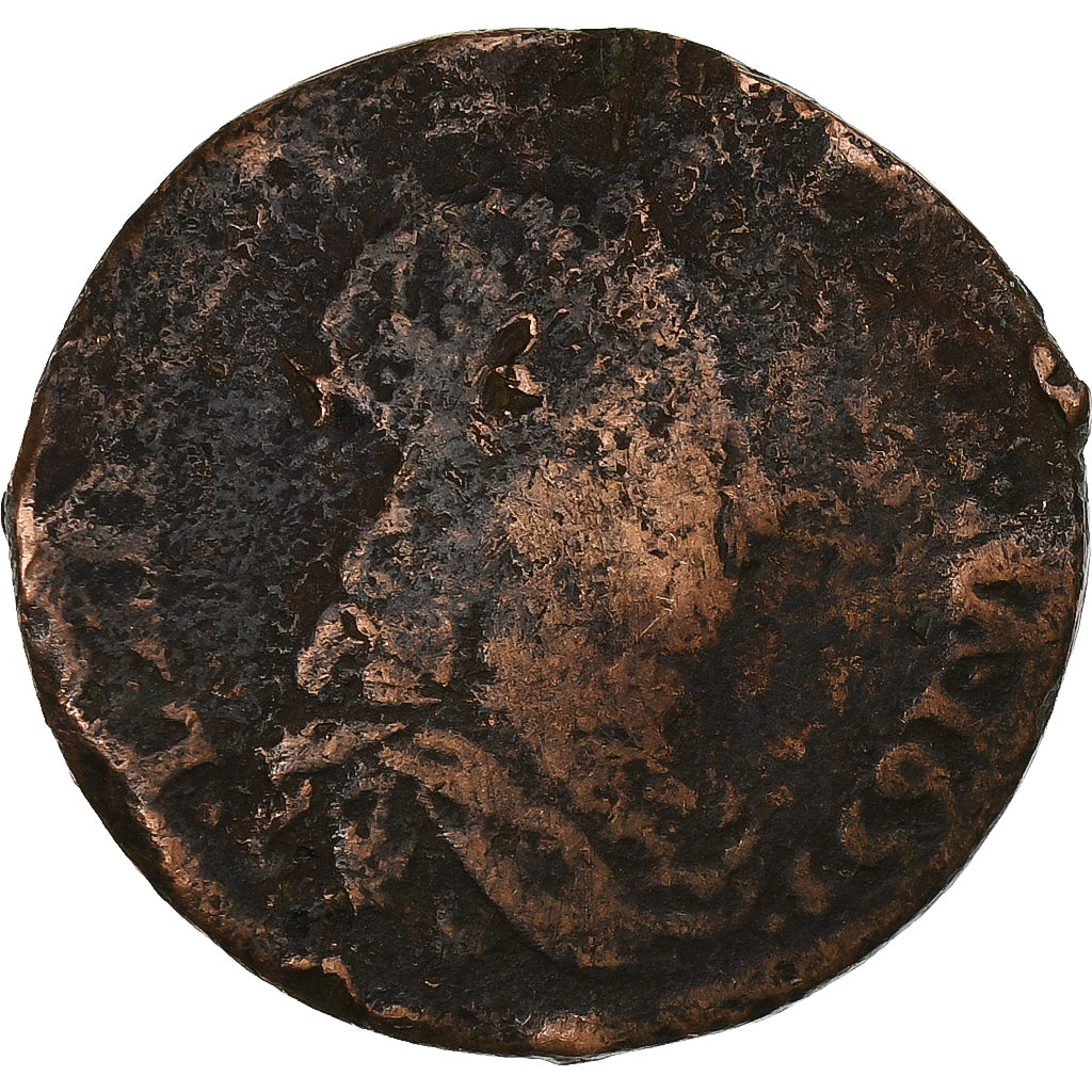 France, Louis XIV, Liard de France, 1655, Copper, F(12-15)