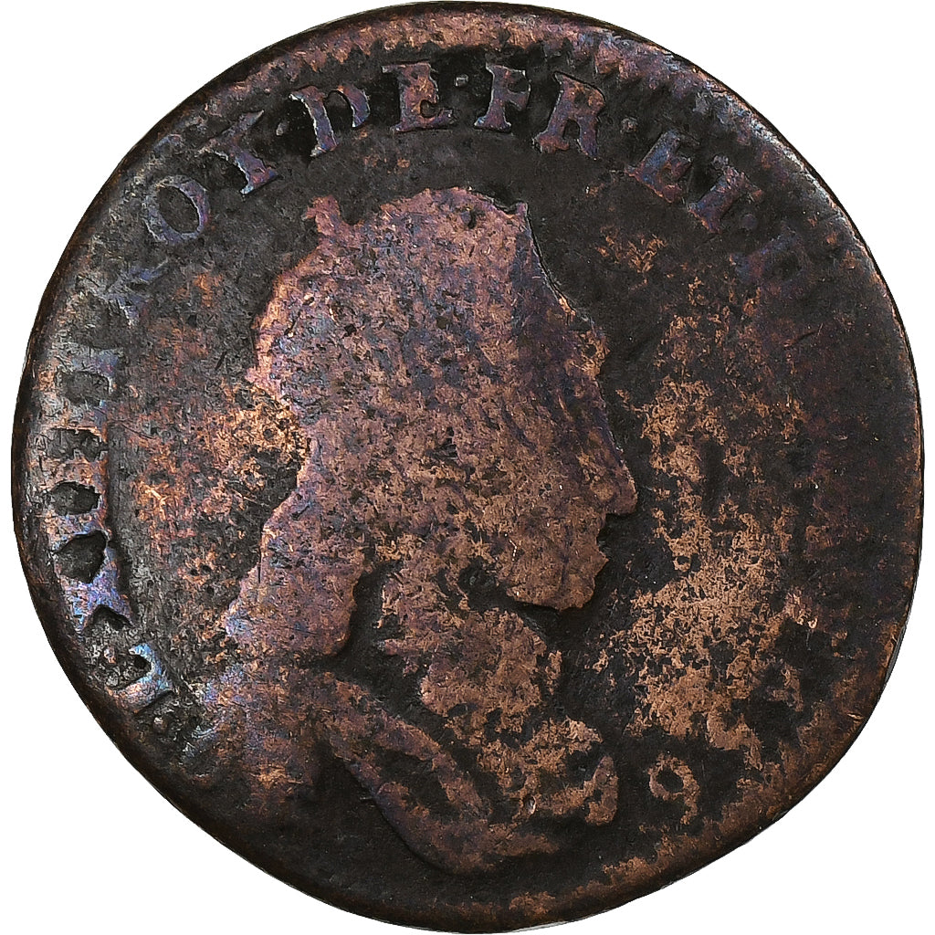França, Louis XIV, Liard de France, 1656, Nîmes, Cobre, VF(20-25)