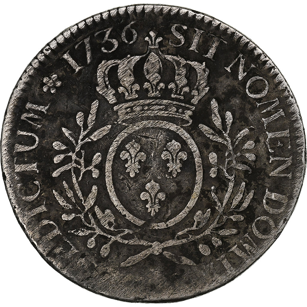 Francia, Louis XV, Ecu aux branches d'olivier, 1736, Argento, MB