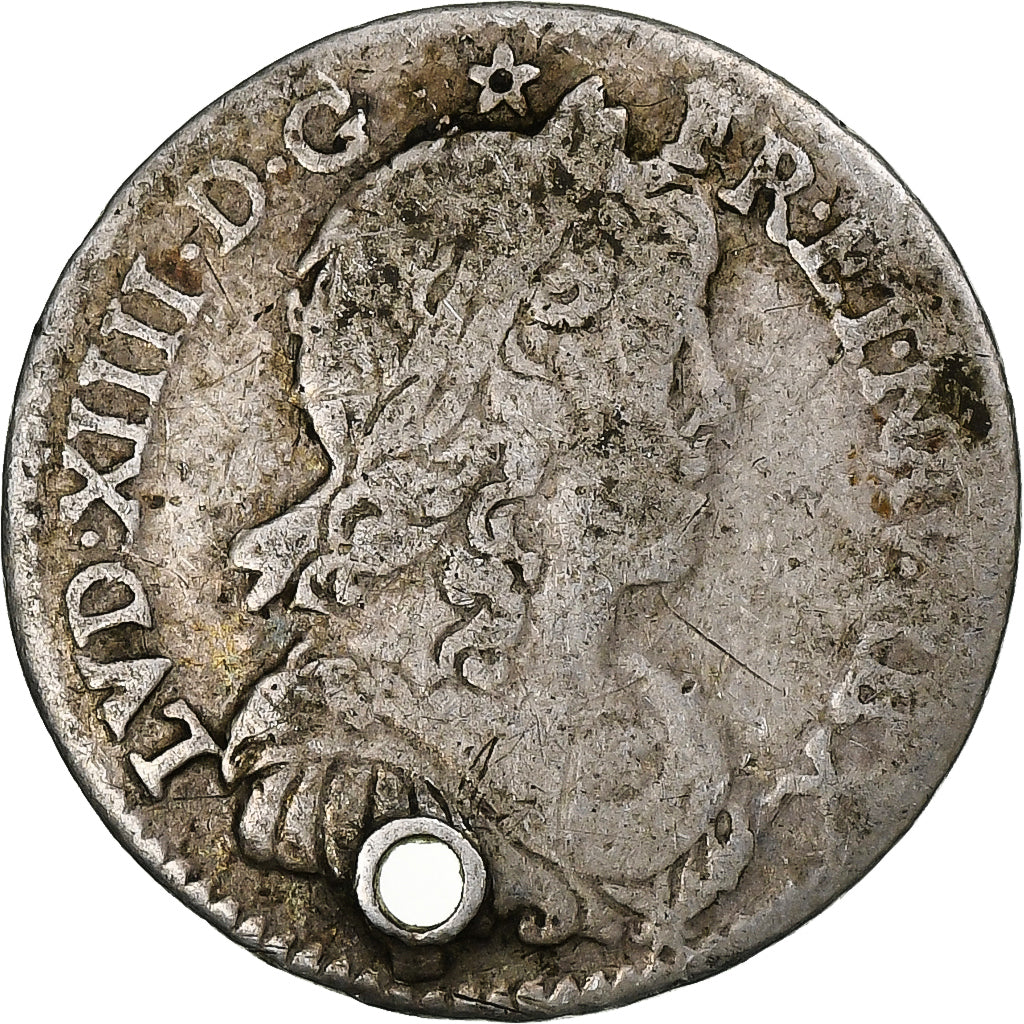 Francia, Louis XIV, 1/12 Ecu à la mèche longue, 1660-1662, Plata, BC+