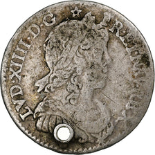 Francia, Louis XIV, 1/12 Ecu à la mèche longue, 1660-1662, Plata, BC+