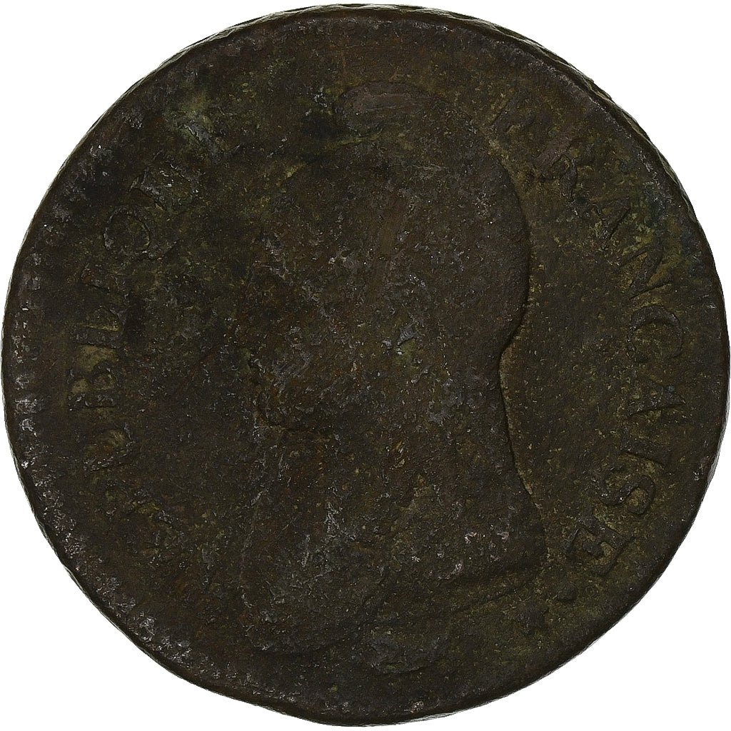 Francja, Un Décime, AN 7, Lyon, Miedź, F(12-15)