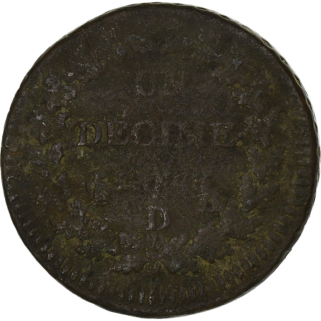 Francja, Un Décime, AN 7, Lyon, Miedź, F(12-15)