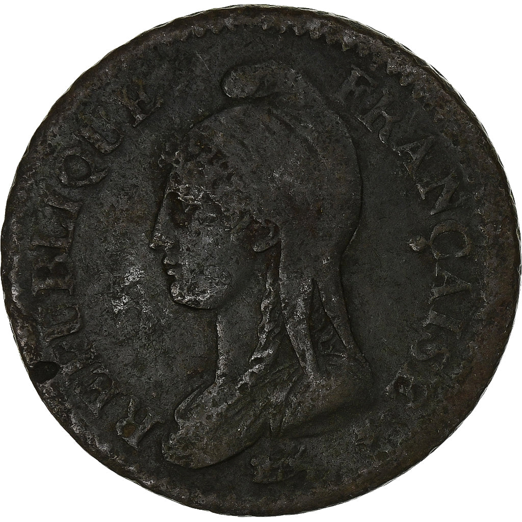 Francja, Un Décime, AN 5, Paris, Miedź, VF(20-25)